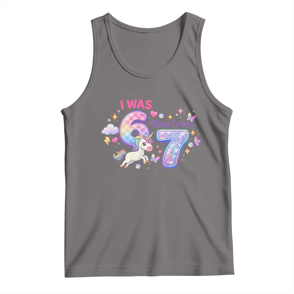 I Was 6 Now I Am 7 Tank Top Funny Birthday Alpha Kids TS12 Deep Heather Print Your Wear