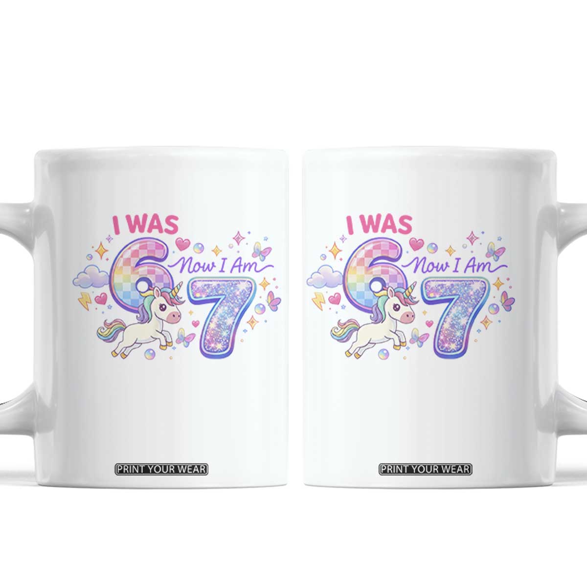 I Was 6 Now I Am 7 Coffee Mug Funny Birthday Alpha Kids TS12 White Print Your Wear