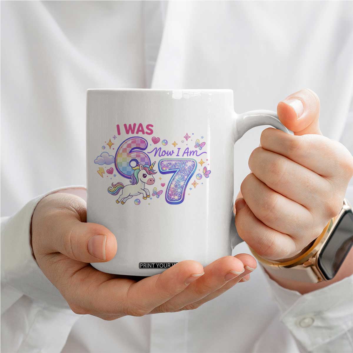 I Was 6 Now I Am 7 Coffee Mug Funny Birthday Alpha Kids TS12 Print Your Wear