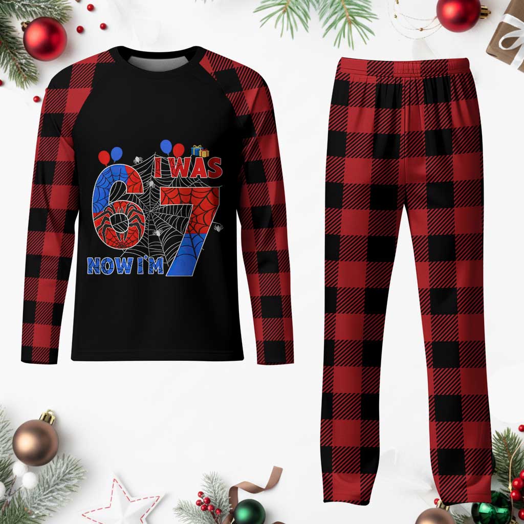 I Was 6 Now I Am 7 Plaid Pajama Set Funny Spider Birthday Boy TS12 Buffalo Plaid Print Your Wear