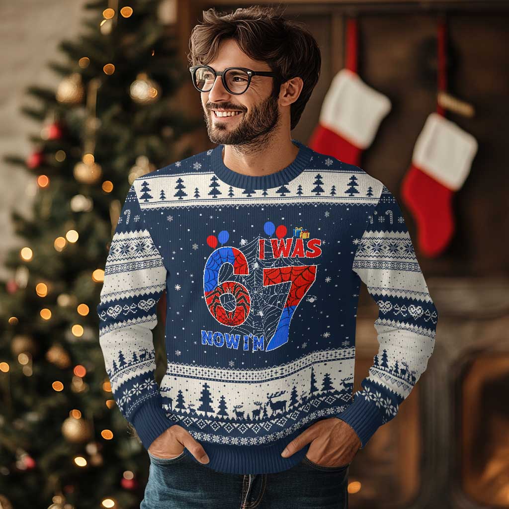 I Was 6 Now I Am 7 Ugly Christmas Sweater Funny Spider Birthday Boy TS12 Navy Beige Print Your Wear
