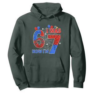 I Was 6 Now I Am 7 Hoodie Funny Spider Birthday Boy TS12 Dark Forest Green Print Your Wear
