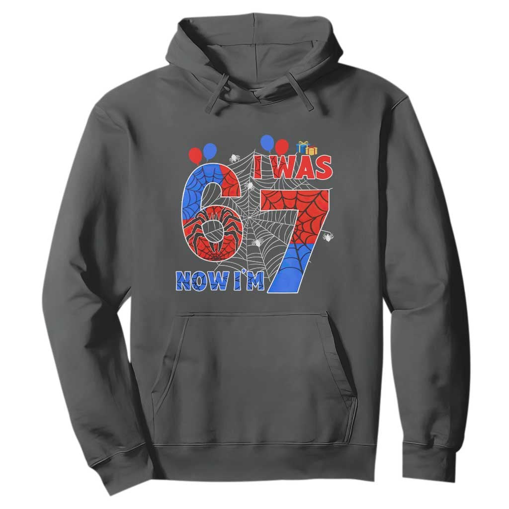 I Was 6 Now I Am 7 Hoodie Funny Spider Birthday Boy TS12 Dark Heather Print Your Wear