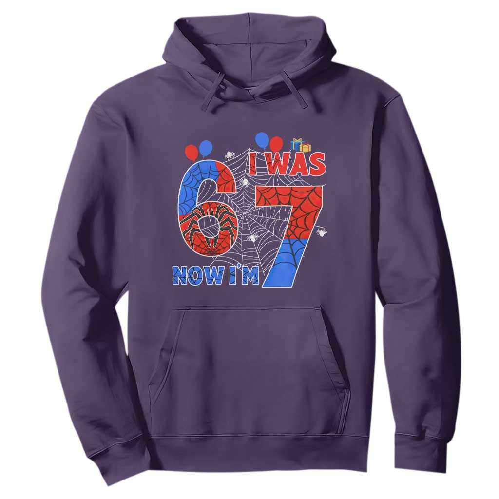 I Was 6 Now I Am 7 Hoodie Funny Spider Birthday Boy TS12 Purple Print Your Wear