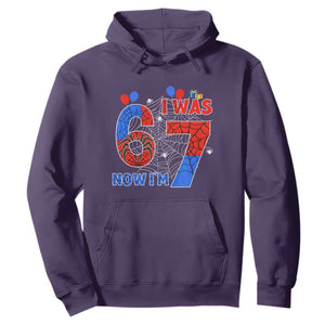 I Was 6 Now I Am 7 Hoodie Funny Spider Birthday Boy TS12 Purple Print Your Wear