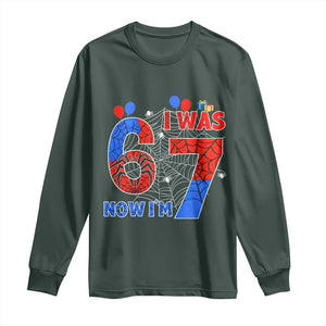 I Was 6 Now I Am 7 Long Sleeve Shirt Funny Spider Birthday Boy TS12 Dark Forest Green Print Your Wear