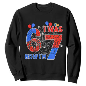 I Was 6 Now I Am 7 Sweatshirt Funny Spider Birthday Boy TS12 Black Print Your Wear