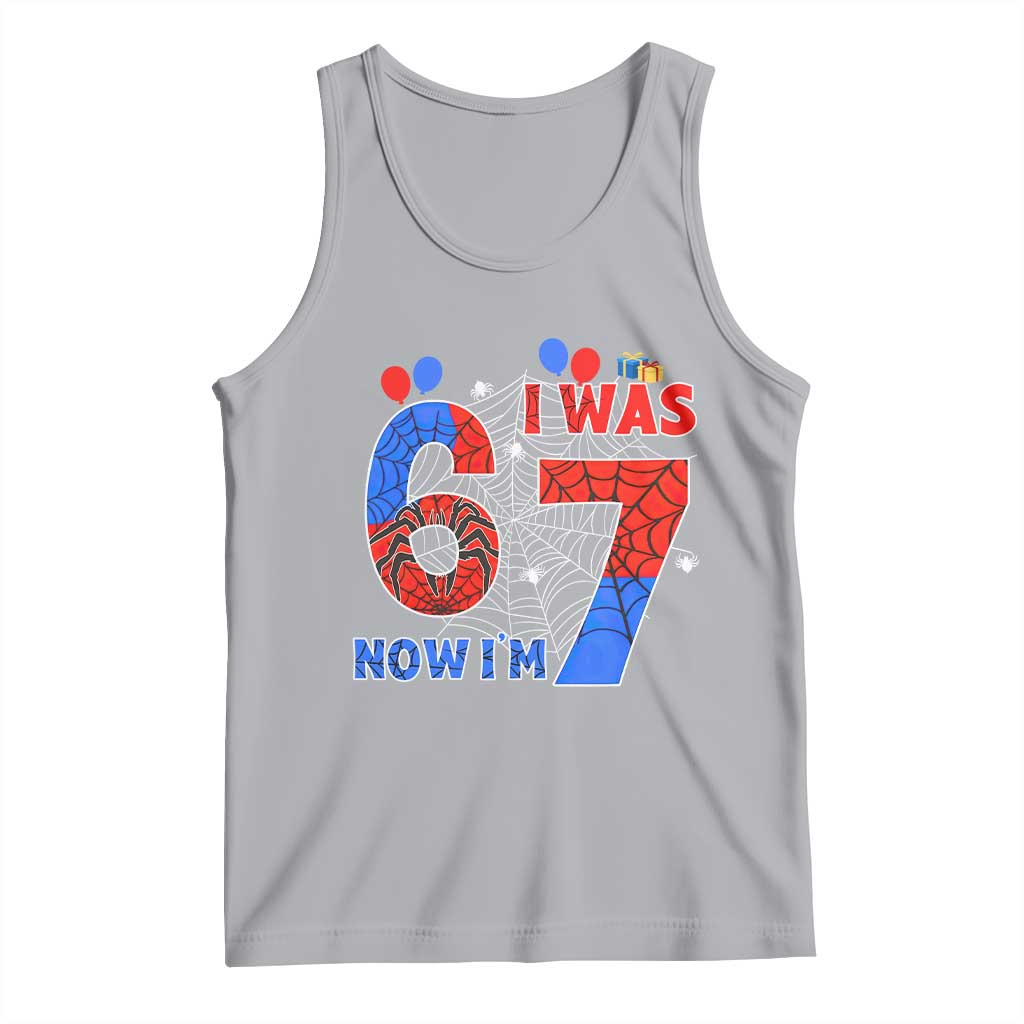 I Was 6 Now I Am 7 Tank Top Funny Spider Birthday Boy TS12 Athletic Heather Print Your Wear