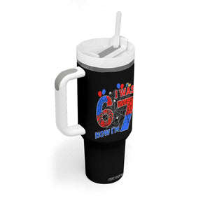I Was 6 Now I Am 7 Tumbler With Handle Funny Spider Birthday Boy TS12 Print Your Wear