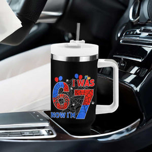 I Was 6 Now I Am 7 Tumbler With Handle Funny Spider Birthday Boy TS12 Print Your Wear