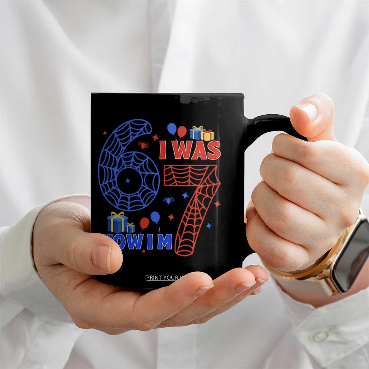 Spider Boy I Was 6 Now I Am 7 Coffee Mug Seventh Birthday Gift TS12 Print Your Wear