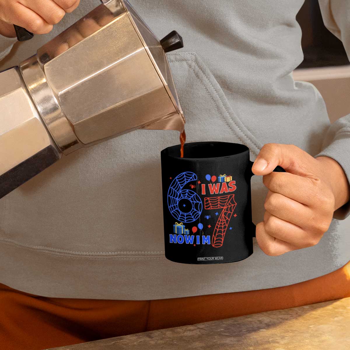 Spider Boy I Was 6 Now I Am 7 Coffee Mug Seventh Birthday Gift TS12 Print Your Wear