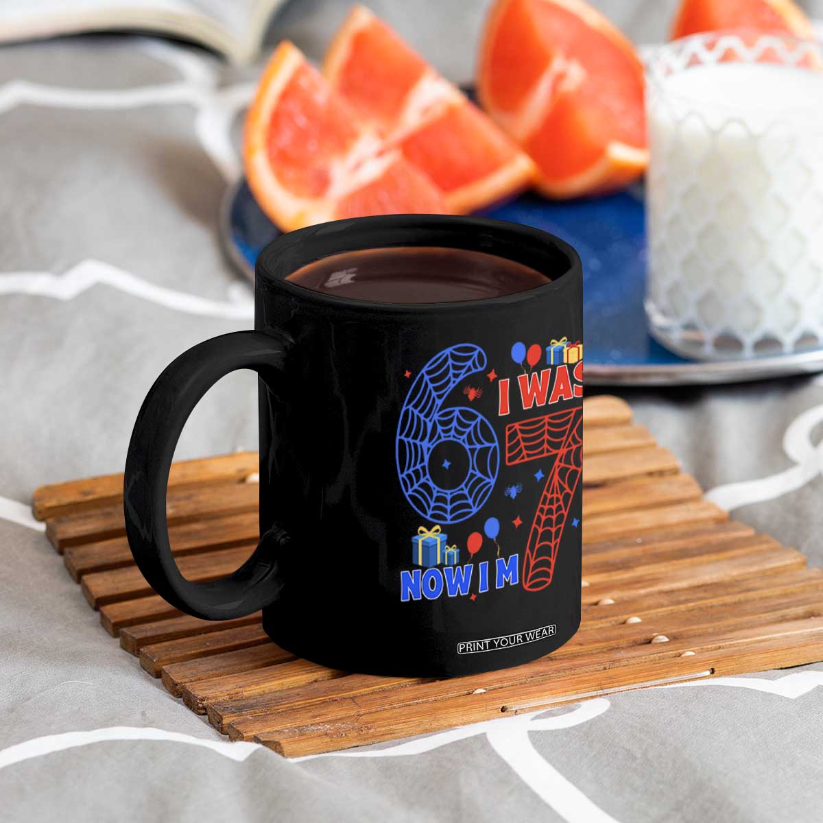 Spider Boy I Was 6 Now I Am 7 Coffee Mug Seventh Birthday Gift TS12 Print Your Wear