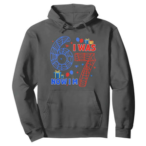 Spider Boy I Was 6 Now I Am 7 Hoodie Seventh Birthday Gift TS12 Dark Heather Print Your Wear