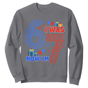 Spider Boy I Was 6 Now I Am 7 Sweatshirt Seventh Birthday Gift TS12 Charcoal Print Your Wear