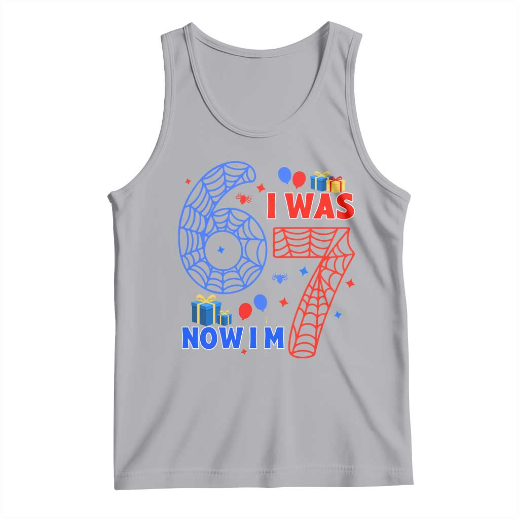 Spider Boy I Was 6 Now I Am 7 Tank Top Seventh Birthday Gift TS12 Athletic Heather Print Your Wear
