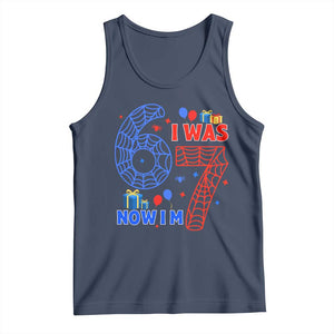 Spider Boy I Was 6 Now I Am 7 Tank Top Seventh Birthday Gift TS12 Navy Print Your Wear