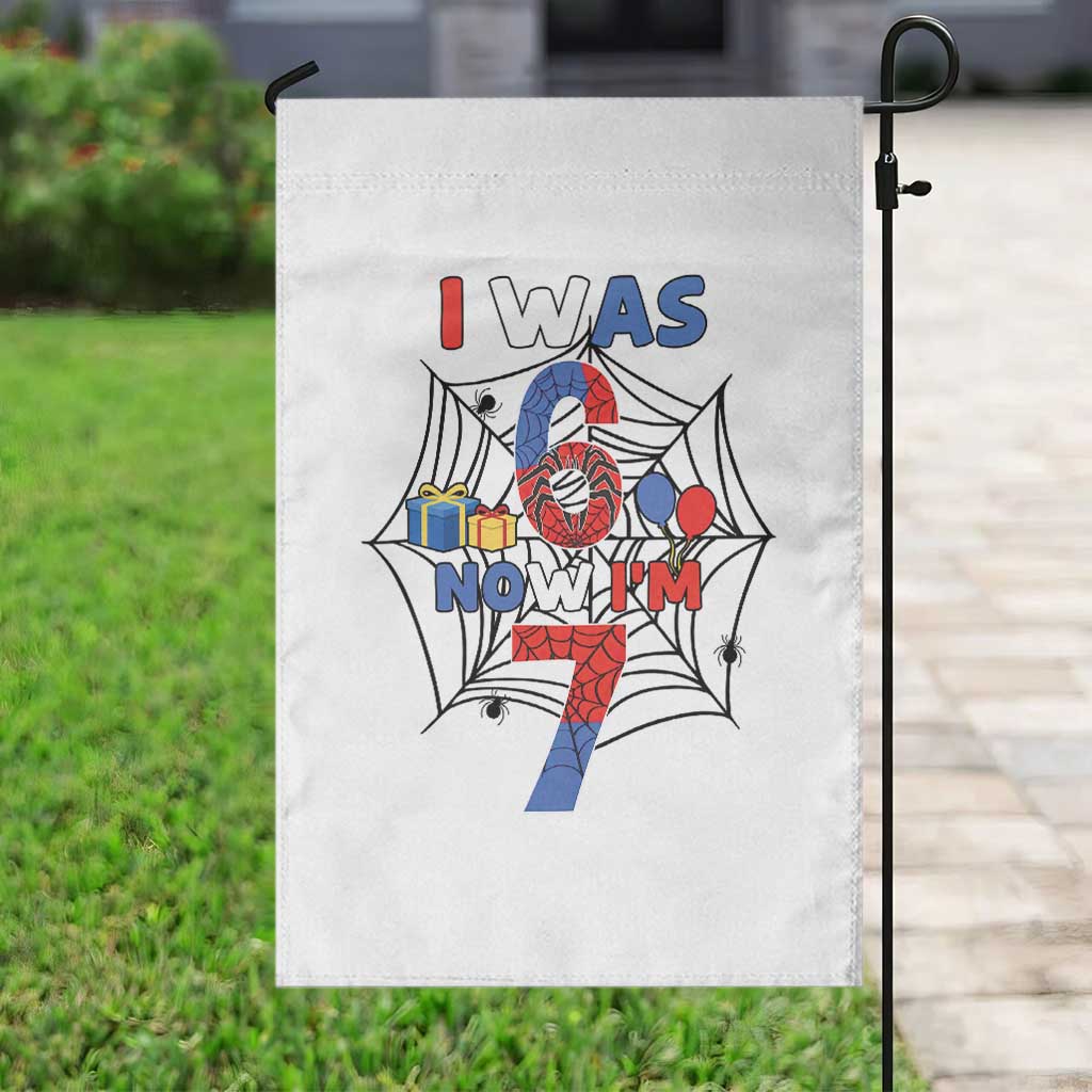I Was 6 Now I Am 7 Garden Flag Spider Themed Birthday Boy TS12 Print Your Wear