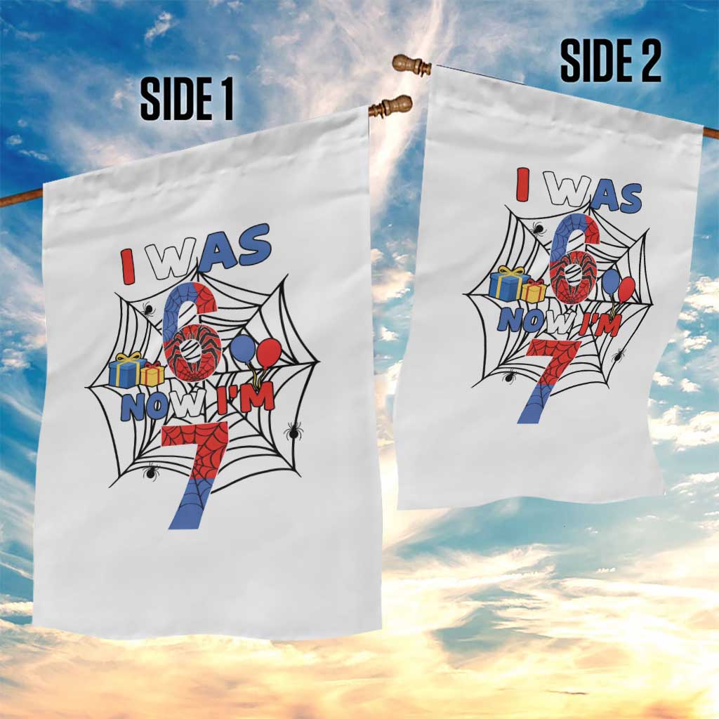 I Was 6 Now I Am 7 Garden Flag Spider Themed Birthday Boy TS12 Print Your Wear