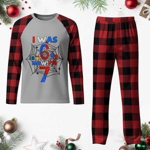 I Was 6 Now I Am 7 Plaid Pajama Set Spider Themed Birthday Boy TS12 Buffalo Plaid Print Your Wear