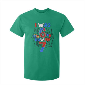 I Was 6 Now I Am 7 T Shirt For Kid Spider Themed Birthday Boy TS12 Irish Green Print Your Wear