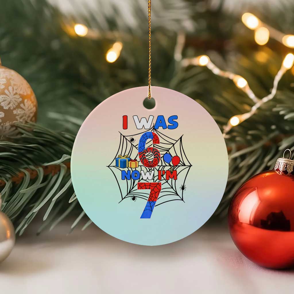 I Was 6 Now I Am 7 Ceramic Ornament Spider Themed Birthday Boy TS12 1pc Pastel Print Your Wear