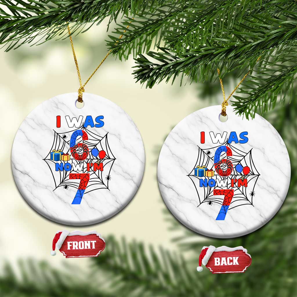 I Was 6 Now I Am 7 Ceramic Ornament Spider Themed Birthday Boy TS12 1pc White Marble Print Your Wear