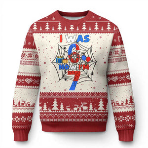 I Was 6 Now I Am 7 Ugly Christmas Sweater Spider Themed Birthday Boy TS12 Beige Red Print Your Wear
