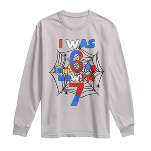 I Was 6 Now I Am 7 Long Sleeve Shirt Spider Themed Birthday Boy TS12 Ice Gray Print Your Wear