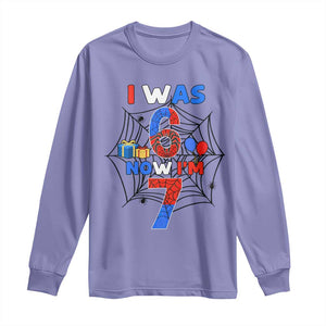 I Was 6 Now I Am 7 Long Sleeve Shirt Spider Themed Birthday Boy TS12 Violet Print Your Wear
