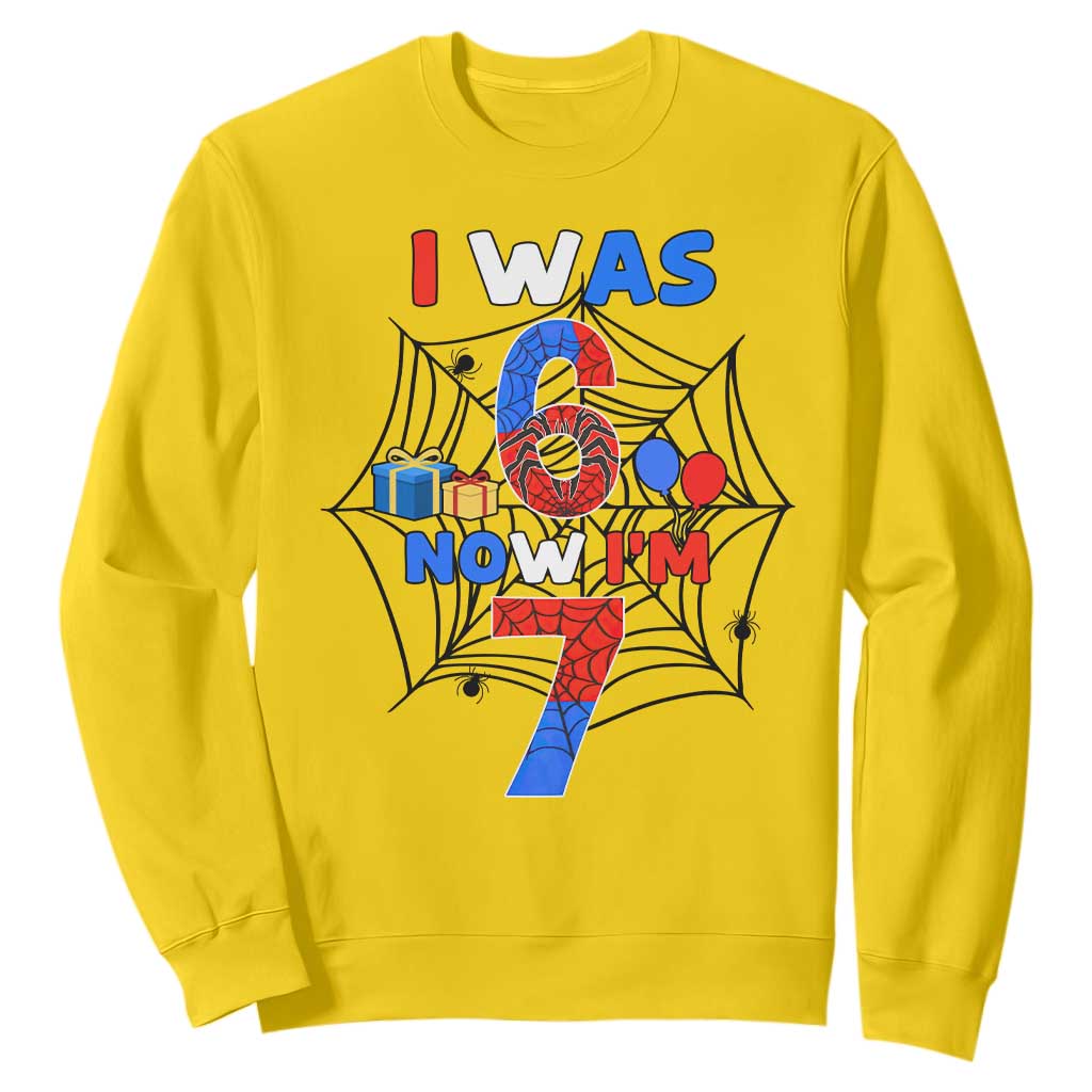 I Was 6 Now I Am 7 Sweatshirt Spider Themed Birthday Boy TS12 Daisy Print Your Wear