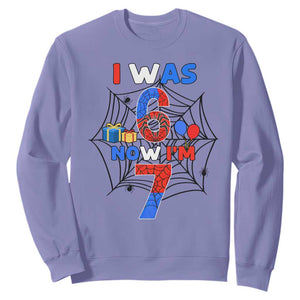 I Was 6 Now I Am 7 Sweatshirt Spider Themed Birthday Boy TS12 Violet Print Your Wear