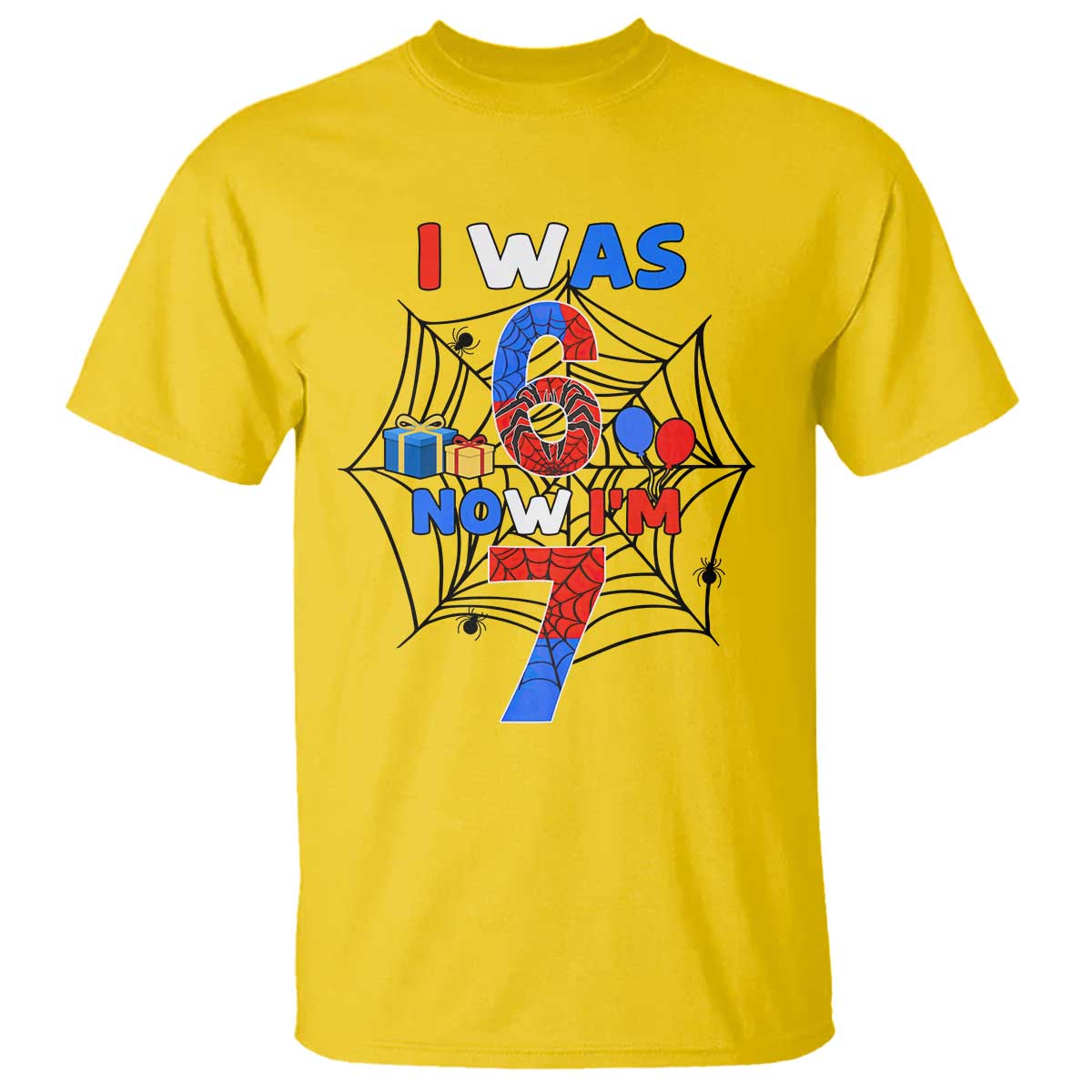 I Was 6 Now I Am 7 T Shirt Spider Themed Birthday Boy TS12 Daisy Print Your Wear