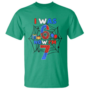 I Was 6 Now I Am 7 T Shirt Spider Themed Birthday Boy TS12 Irish Green Print Your Wear