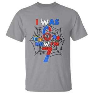 I Was 6 Now I Am 7 T Shirt Spider Themed Birthday Boy TS12 Sport Gray Print Your Wear
