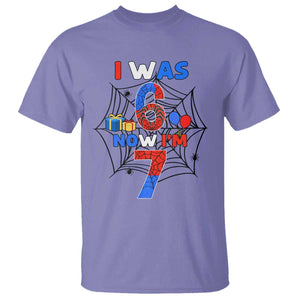 I Was 6 Now I Am 7 T Shirt Spider Themed Birthday Boy TS12 Violet Print Your Wear