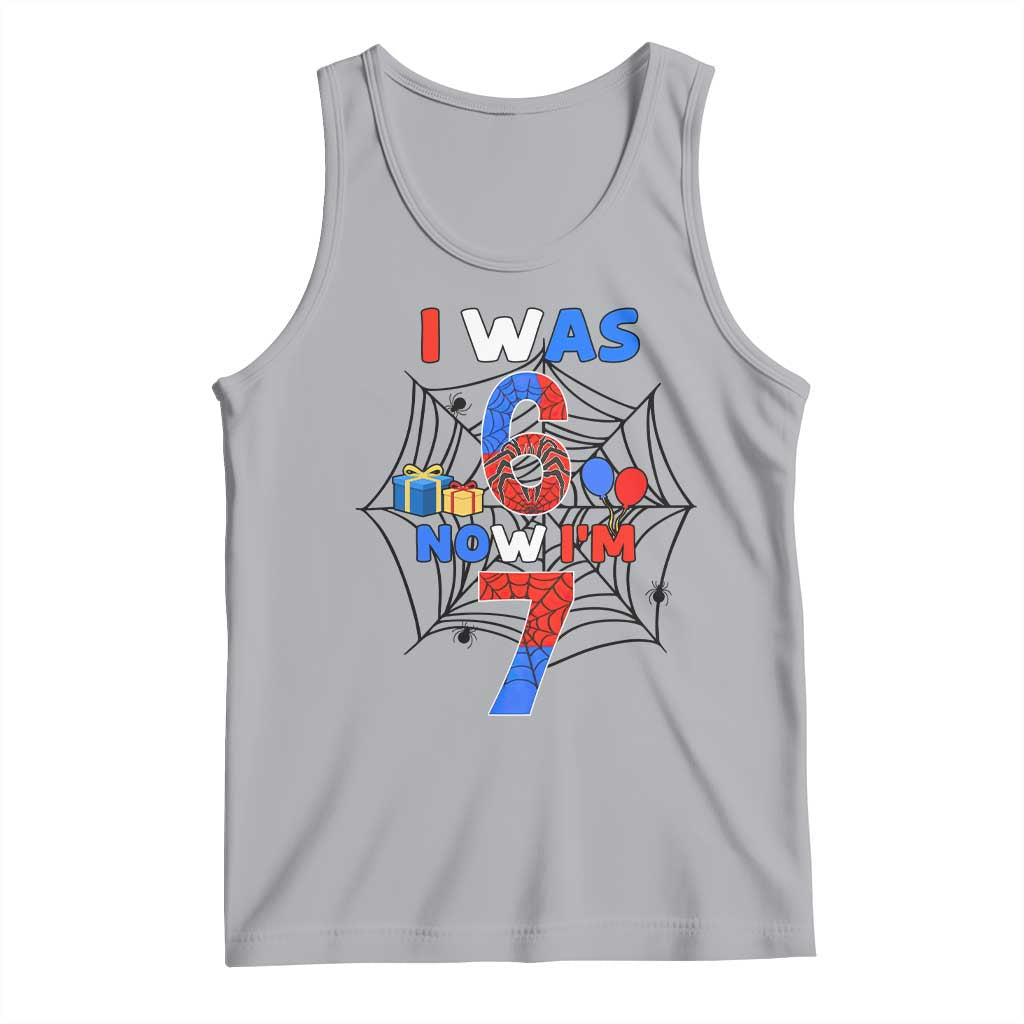 I Was 6 Now I Am 7 Tank Top Spider Themed Birthday Boy TS12 Athletic Heather Print Your Wear