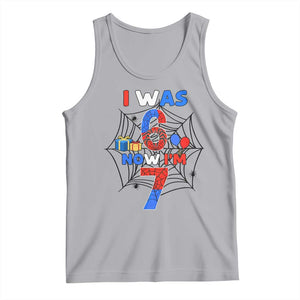 I Was 6 Now I Am 7 Tank Top Spider Themed Birthday Boy TS12 Athletic Heather Print Your Wear