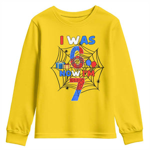 I Was 6 Now I Am 7 Youth Sweatshirt Spider Themed Birthday Boy TS12 Daisy Print Your Wear