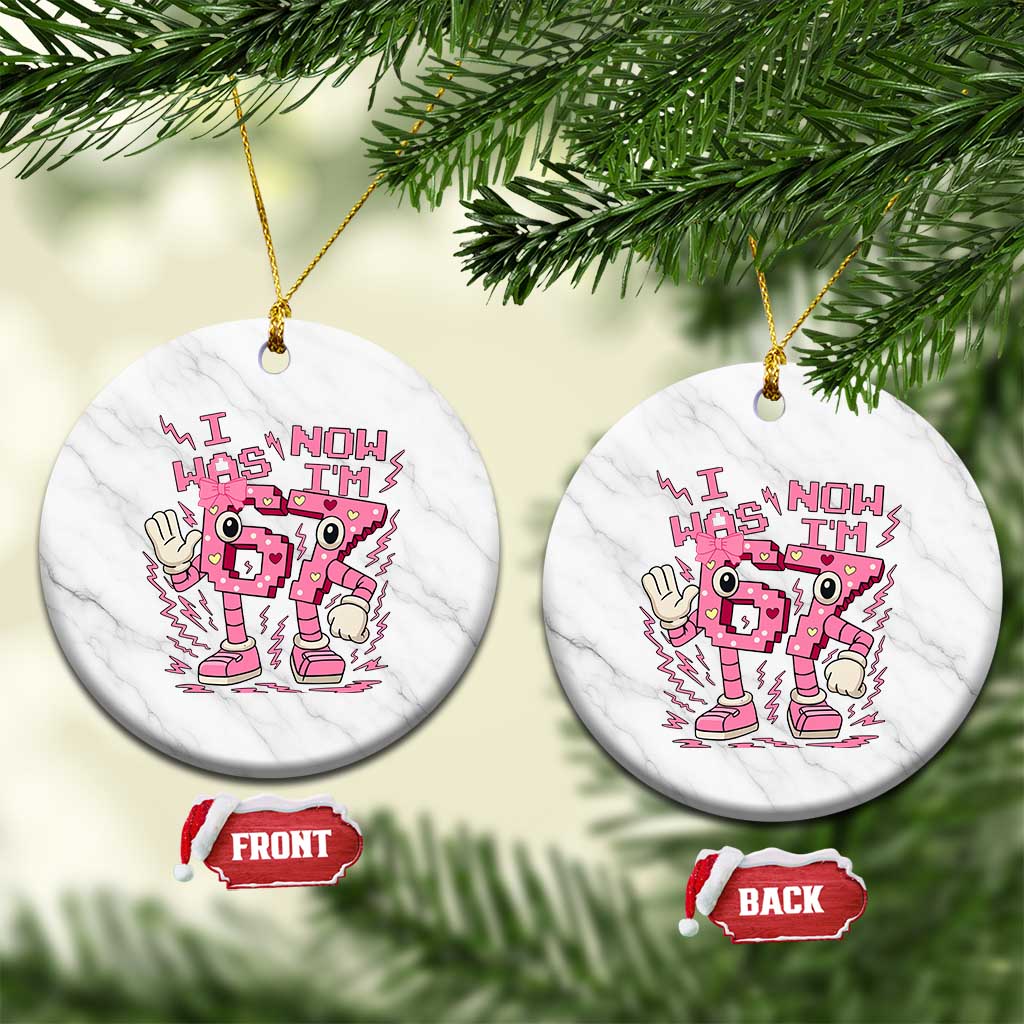 Seven Years Old Birthday Girl Ceramic Ornament I Was 6 Now I Am 7 TS12 1pc White Marble Print Your Wear