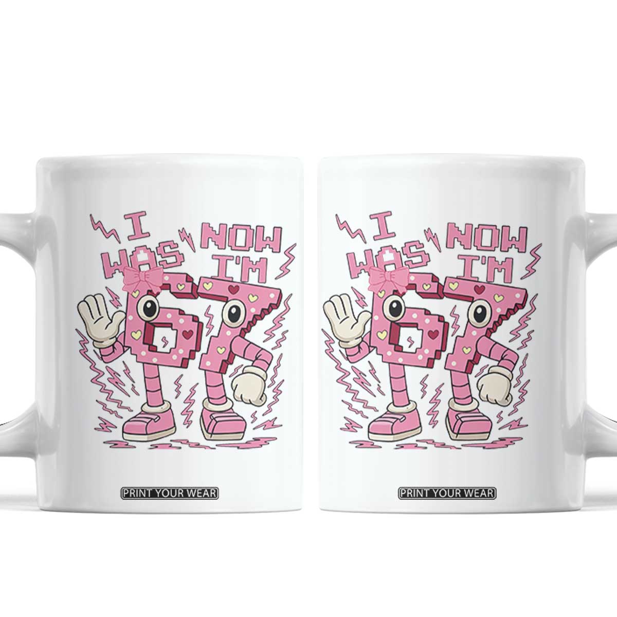 Seven Years Old Birthday Girl Coffee Mug I Was 6 Now I Am 7 TS12 White Print Your Wear