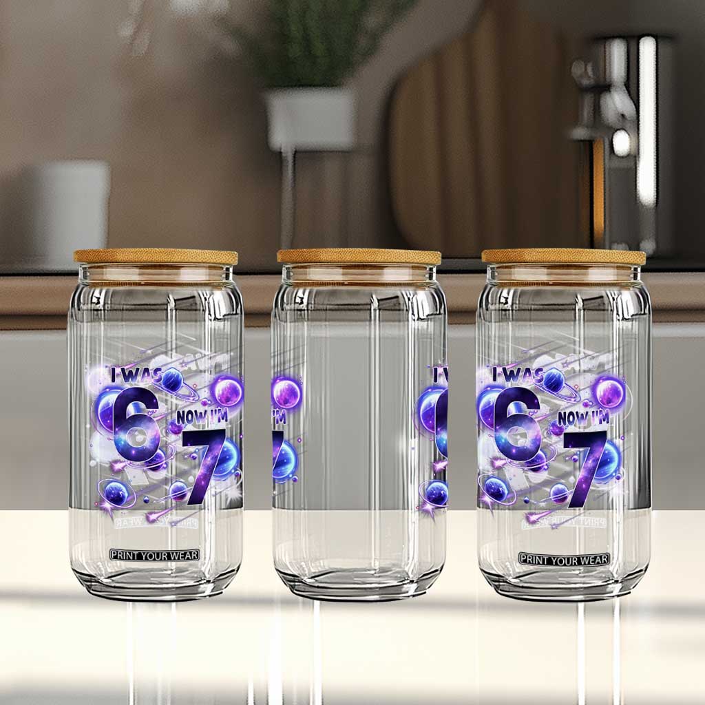 Funny Galaxy Space Birthday Glass Can I Was Six Now I Am Seven TS12 Print Your Wear
