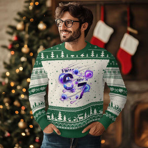 Funny Galaxy Space Birthday Ugly Christmas Sweater I Was Six Now I Am Seven TS12 Beige Green Print Your Wear
