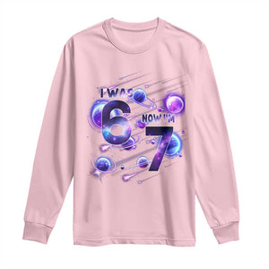 Funny Galaxy Space Birthday Long Sleeve Shirt I Was Six Now I Am Seven TS12 Light Pink Print Your Wear