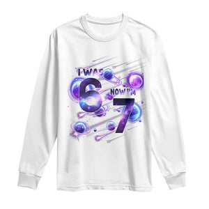 Funny Galaxy Space Birthday Long Sleeve Shirt I Was Six Now I Am Seven TS12 White Print Your Wear