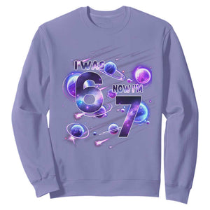 Funny Galaxy Space Birthday Sweatshirt I Was Six Now I Am Seven TS12 Violet Print Your Wear