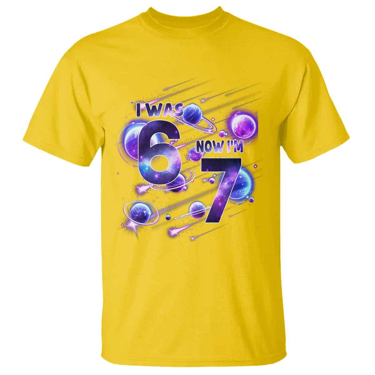 Funny Galaxy Space Birthday T Shirt I Was Six Now I Am Seven TS12 Daisy Print Your Wear
