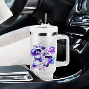 Funny Galaxy Space Birthday Tumbler With Handle I Was Six Now I Am Seven TS12 Print Your Wear