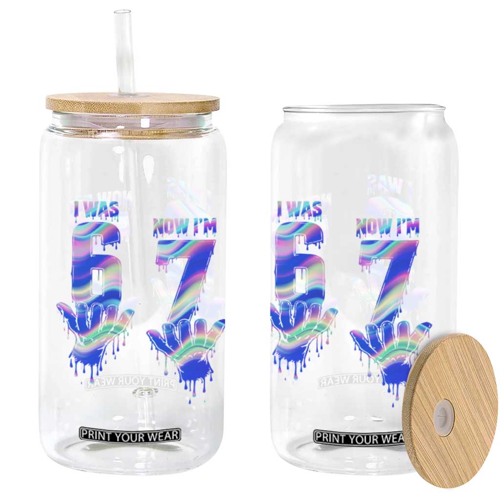 Funny I Was 6 Now I Am 7 Glass Can Iridescent Effect Printed Kids Birthday TS12 Print Your Wear
