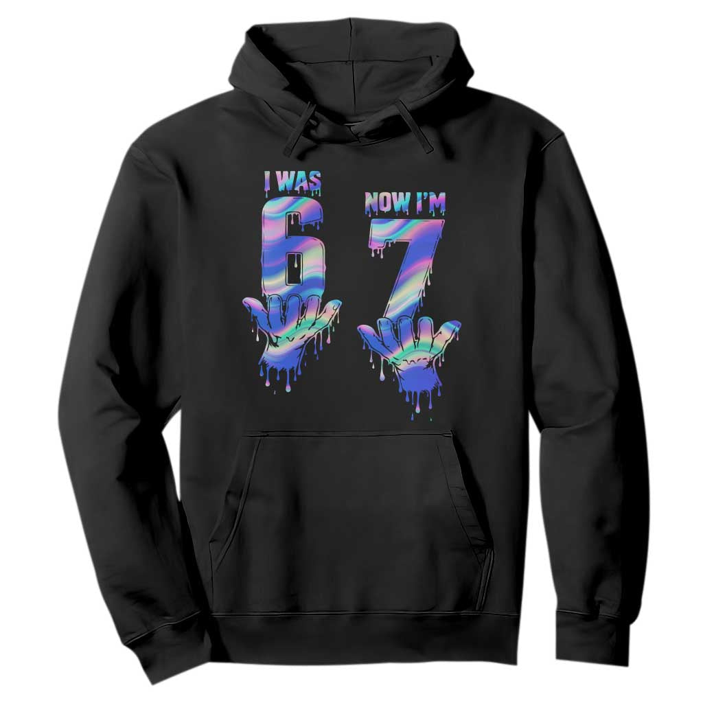 Funny I Was 6 Now I Am 7 Hoodie Iridescent Effect Printed Kids Birthday TS12 Black Print Your Wear